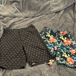 COPY - 2 pair of boys sz7/8 microfiber shorts Abercrombie floral and black with…